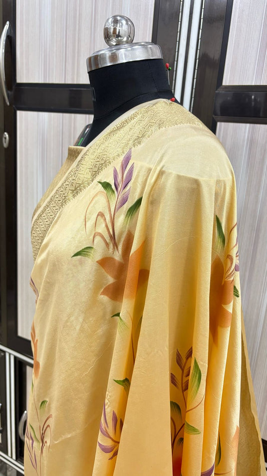 Elegant Banarasi Orean Silk Hand Brush Work Saree