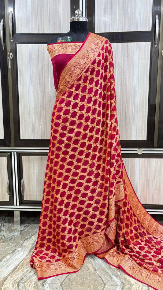 Elegant Banarasi Siffon Silk Saree – Red