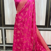 Elegant Banarasi Satin Silk Handloom Jaal Saree