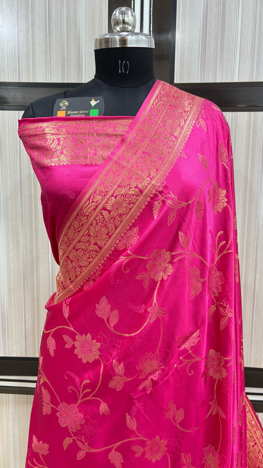 Elegant Banarasi Satin Silk Handloom Jaal Saree