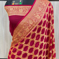 Elegant Banarasi Siffon Silk Saree – Red