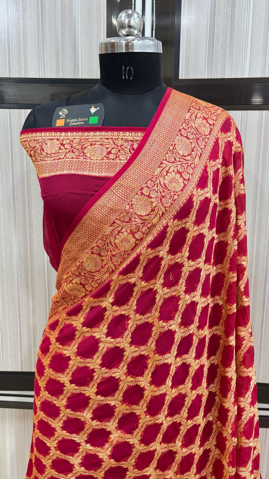 Elegant Banarasi Siffon Silk Saree – Red