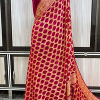 Elegant Banarasi Siffon Silk Saree – Red